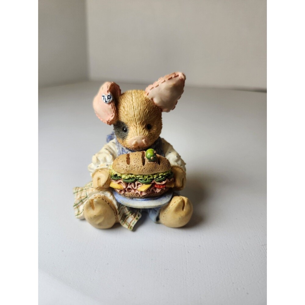1994 Enesco “This Little Piggy Ate Roast Beef Pig Figure Figurine By Mary Rhyner